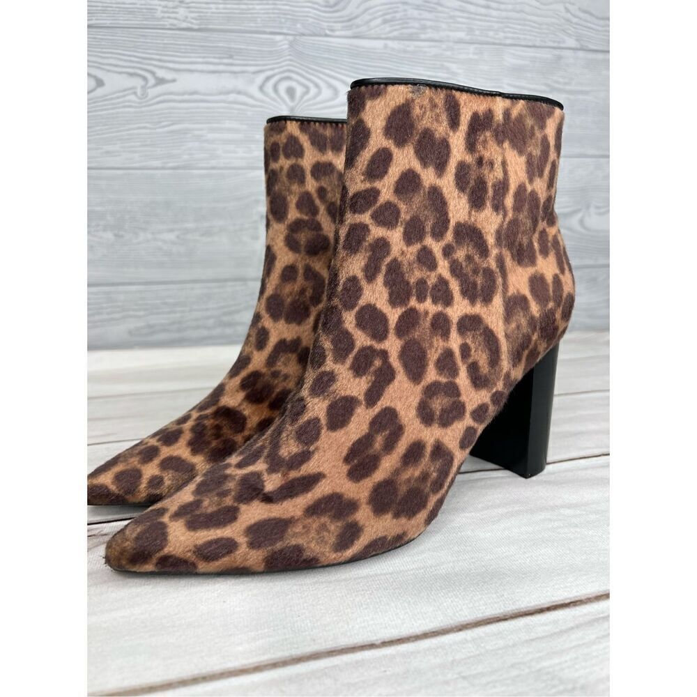 Nine West Womens  Faux Fur animal print   Ankle Boots Brown size 8
